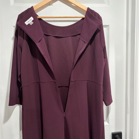 Calvin Klein Deep Purple Long Sleeve Dress Round Neck - Picture 4 of 8